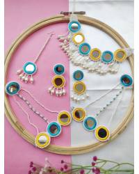 Buy Online Crunchy Fashion Earring Jewelry Yellow Blossom Bridal Set - Handmade Pearl Haldi Jewellery for Women Handmade Beaded Jewellery CFFS003