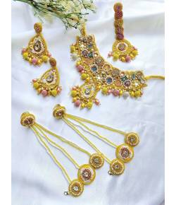 Yellow Handmade Designer Jewellery Set for Haldi & Mehendi, Carnival