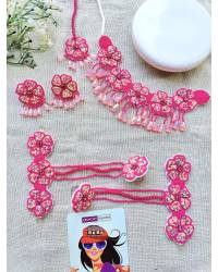 Buy Online Crunchy Fashion Earring Jewelry Pink-Skyblue Handmade Beaded Party Wear Floral Chaandbali Drops & Danglers CFE2138