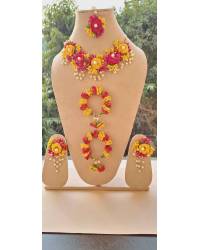 Buy Online Crunchy Fashion Earring Jewelry Pink-Yellow Floral Haldi-Mehndi/Baby Shower Jewellery Handmade Beaded Jewellery CFS0617