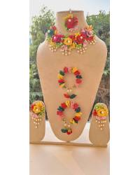 Buy Online Crunchy Fashion Earring Jewelry Green-Pink Handmade Beaded Jewelery Set for Haldi/mehndi Handmade Beaded Jewellery CFS0549
