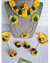 Buy Online Crunchy Fashion Earring Jewelry Floral Hues - Yellow, Pink, Sky Blue Handmade Bridal Haldi Handmade Beaded Jewellery CFS0555