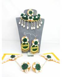 Buy Online Crunchy Fashion Earring Jewelry Dulhaniya Yellow Floral Haldi-Mehndi Jewellery Set For Handmade Beaded Jewellery CFS0624