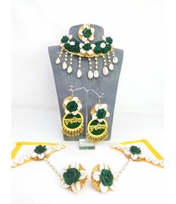 Green Floral Dulhaniya Haldi-Mehndi Bridal Jewellery Set