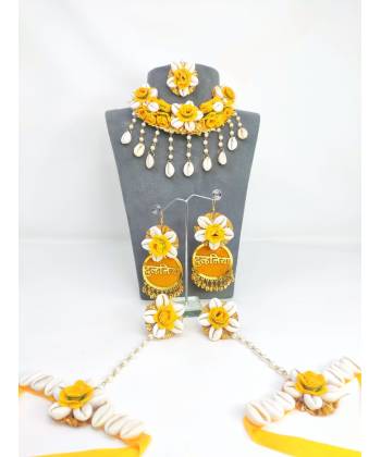 Dulhaniya Yellow Floral Haldi-Mehndi Jewellery Set For