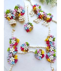 Yellow-White Floral Haldi Jewellery Set For Women - Haldi-Mehndi, Wedding Flower Jewelry Collection