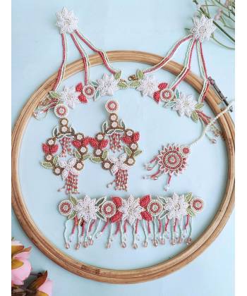 Pastel Garden Handmade Floral Jewellery Set for Haldi-Mehndi