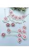 White-Pink Handmade Floral Bridal Jewelry Set For Haldi & Mehndi