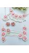 White-Pink Handmade Floral Bridal Jewelry Set For Haldi & Mehndi