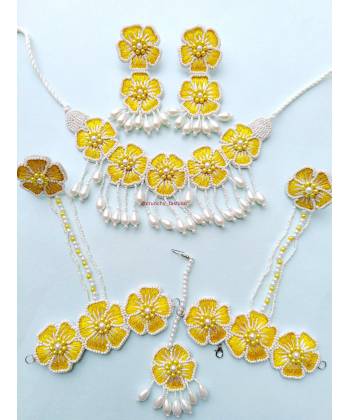 Blossom 2.0: Yellow Floral Haldi Mehndi Jewellery Set for Brides