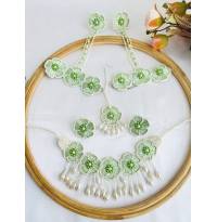 Mint Green Blossom Handmade Haldi-Mehndi Jewellery Set for Bridemaids