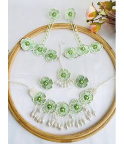 Mint Green Blossom Handmade Haldi-Mehndi Jewellery Set for Bridemaids