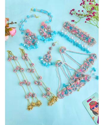 Handmade Beaded Pastel Floral Jewellery for Haldi-Mehndi