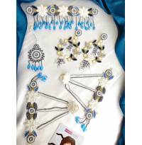 Blue-Grey Floral Beaded Bridal Haldi-Mehndi Handmade Jewellery Set