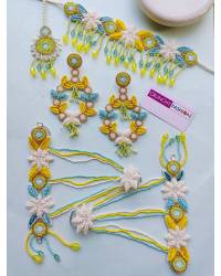 Buy Online Crunchy Fashion Earring Jewelry Blue-White Beaded Handmade Flower Earrings for Women Drops & Danglers CFE2299