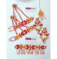 Pink-Orange-Yellow Floral Handcrafted Jewelry Haldi-Mehndi