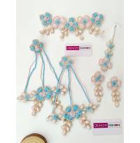 Sky-Blue & Pink Handmade Carnival Jewelry for haldi, Mehndi