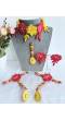 Pink-Yellow Handmade Designer Floral Jewelry Set for Haldi-Mehndi