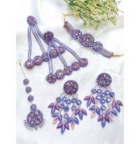 Lavender Blossom Beaded Floral Jewellery Set for Haldi, Mehndi, Carnival