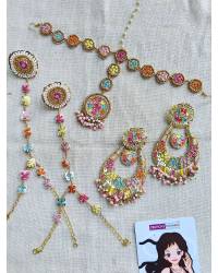 Buy Online Crunchy Fashion Earring Jewelry Yellow Blossom Bridal Set - Handmade Pearl Haldi Jewellery for Women Handmade Beaded Jewellery CFFS003