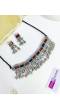 Boho Silver Oxidised Red-Blue Meenakari Afghan Choker Jewellery Set