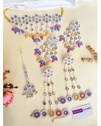 Lavender Handmade Floral Jewellery Set for Haldi-Mehndi