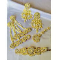 Yellow-White Handmade Floral Jewellery Set for Haldi-Mehndi, Carnival