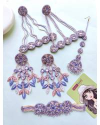 Buy Online Crunchy Fashion Earring Jewelry Pink-Baby PInk Handmade Floral Haldi Jewellery Set Handmade Beaded Jewellery CFS0665