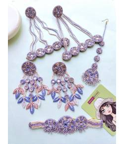 Lavender-Peach Handmade Carnival Jewelry Set for Brides