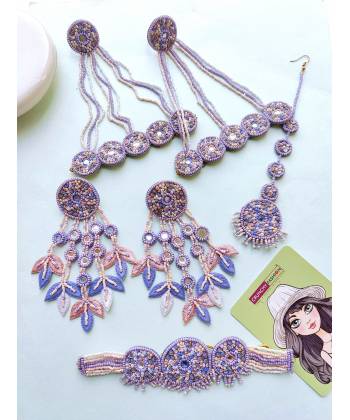 Lavender-Peach Handmade Carnival Jewelry Set for Brides