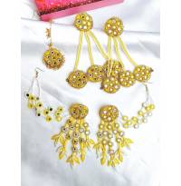 Yellow Handmade Carnival jewellery Set for Mehndi & Haldi