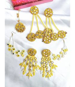 Yellow Handmade Carnival jewellery Set for Mehndi & Haldi