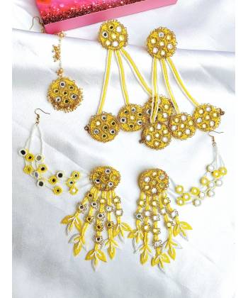 Yellow Handmade Carnival jewellery Set for Mehndi & Haldi