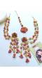Pink-Yellow Beaded Floral Earrings, Tikka , Hathphool set