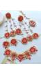 Pink Roses Pearl Jewelry Set for Bridal Haldi Mehndi