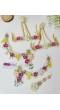 Yellow-Pink-Green Handmade Beaded 3D Flowers Jewelry Set