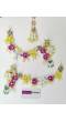 Yellow-Pink-Green Handmade Beaded 3D Flowers Jewelry Set