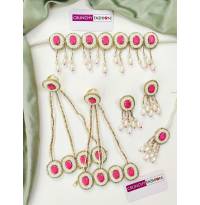 Nitara Haldi Jewellery Set in Pink Crystals