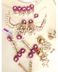 Buy Online Crunchy Fashion Earring Jewelry Multicolored Floral Haldi Jewelry Set for Bridal Elegance Handmade Beaded Jewellery CFFS0056