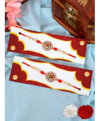 Crunchy Fashion Multicolor Ethnic Swastik Rakhi Set Pack Of 2 CFRKH0072