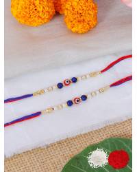 Buy Online Crunchy Fashion Earring Jewelry Crunchy Fashion  Red & Yellow Handcrafted Premium Floral Bhaiya Bhabhi Rakhi Set Pack of 2 With Roli & Chawal CFRKH0097 Rakhi CFRKH0097