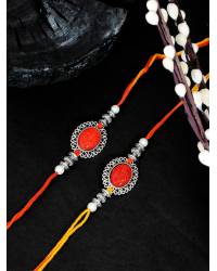Buy Online Crunchy Fashion Earring Jewelry Crunchy Fashion Oxidized German Silver Bhaiya Bhabhi Rakhi Set CFRKH0105 Rakhi CFRKH0105
