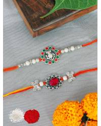 Buy Online Crunchy Fashion Earring Jewelry Crunchy Fashion Floral Multicolor Rakhi Set Pack of 2 Gifts CFRKH0024