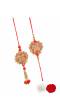 Crunchy Fashion  Red & Gold Toned  Handcrafted Bhaiya Bhabhi Rakhi Set Pack of 2 CFRKH0095