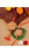 Crunchy Fashion  Red & Gold Toned  Handcrafted Bhaiya Bhabhi Rakhi Set Pack of 2 CFRKH0095