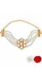 Crunchy Fashion Bracelet Pearl Gold & White Kundan Rakhi With Roli & Chawal CFRKH0102