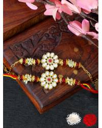 Buy Online Crunchy Fashion Earring Jewelry Crunchy Fashion Fancy Rakhi Set pack of 2 With Roli Chawal Tilak CFRKH0056 Gifts CFRKH0056