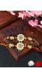 Crunchy Fashion Gold-Plated Floral Kundan Bhaiya Bhabhi Rakhi Set  CFRKH0103