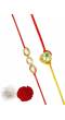 Crunchy Fashion Gold-Plated Twin Kundan Stone Rakhi Pack of 2 CFRKH0108