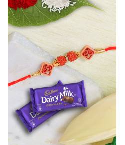 Crunchy Fashion Rudraksha Rakhi Set & Dairy Milk Chocolates CFRKH0114 